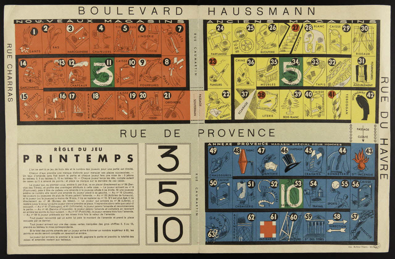 estampe REGLE DU JEU  PRINTEMPS 1953.60.21 Photo