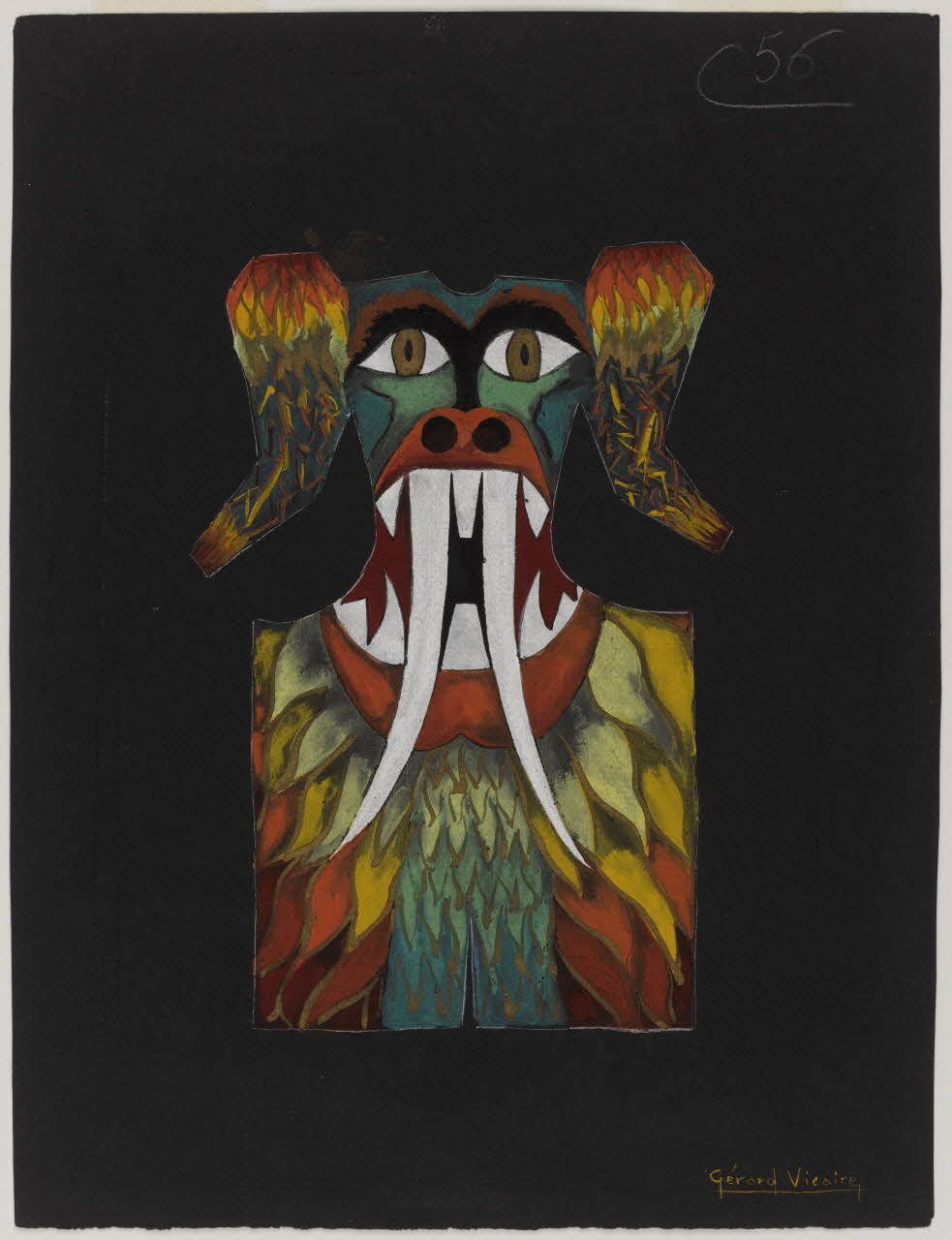 élément d'ensemble Costume de clown représentant un monstre avec des défenses 1997.59.25 Photo RMN-Grand Palais (Mucem)/ Franck Raux