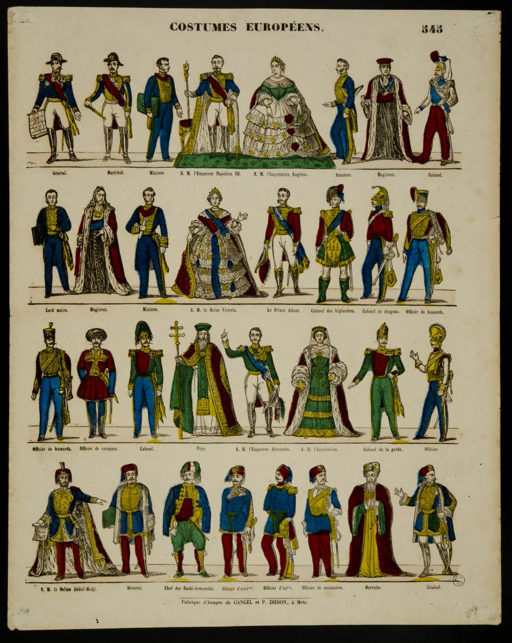 Gangel et Didion estampe COSTUMES EUROPEENS. Metz 1858-1868 1953.86.1009 Photo