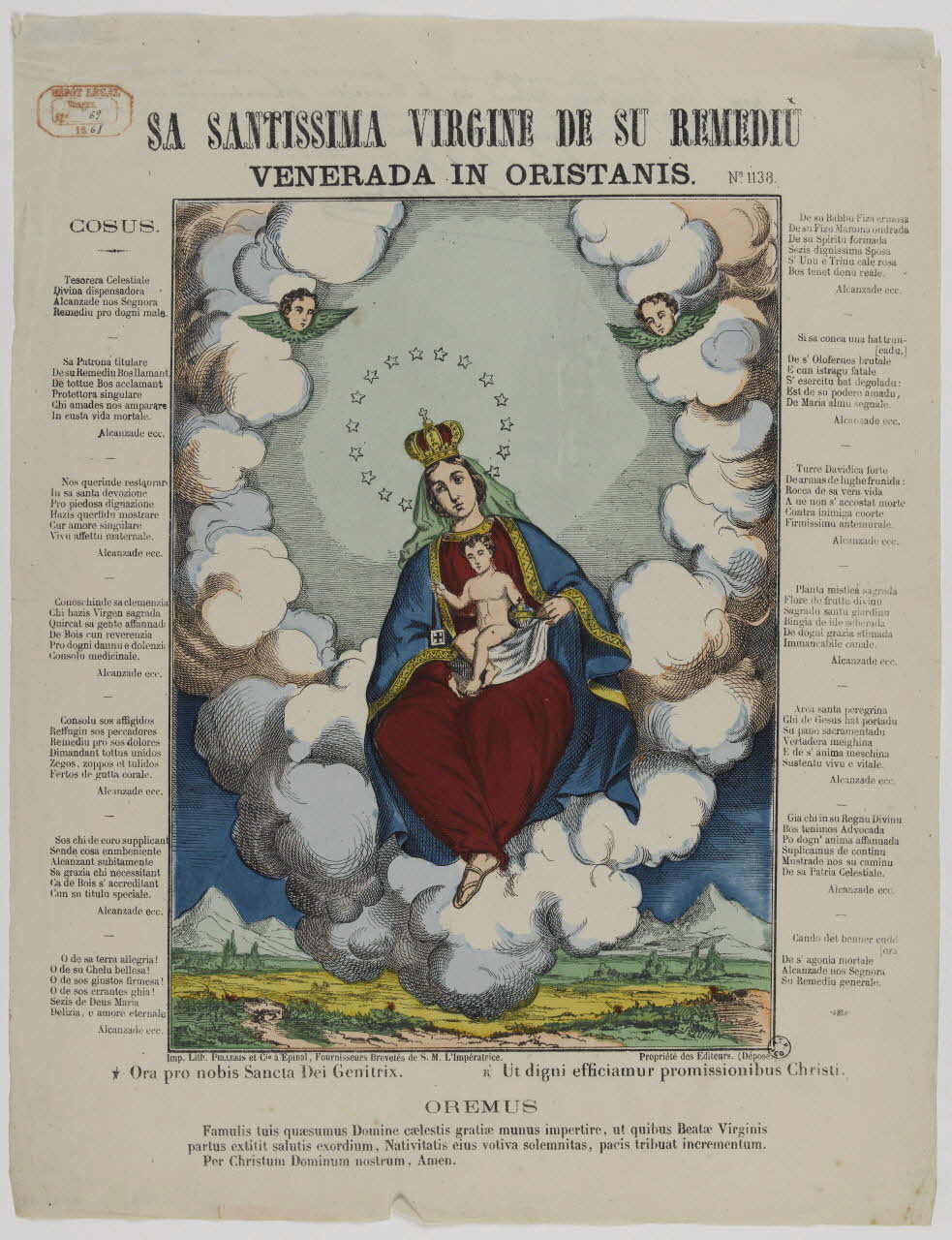 estampe SA SANTISSIMA VIRGINE DE SU REMEDIU  VENERADA IN ORISTANIS. 1953.86.152 Photo RMN-Grand Palais (Mucem)