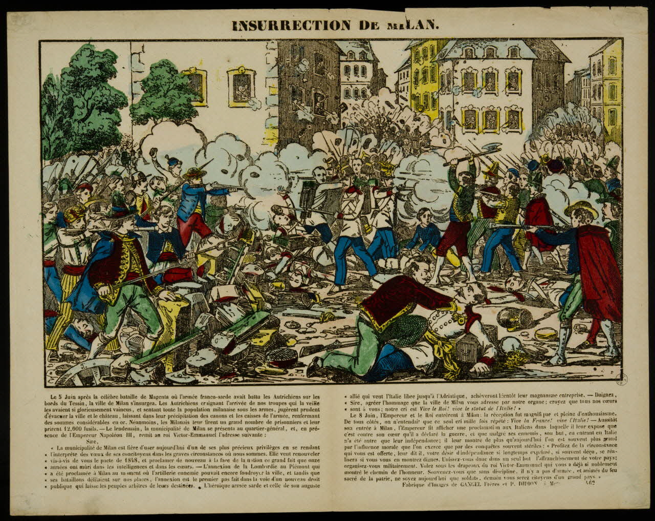 Gangel et Didion estampe INSURRECTION DE MILAN. Metz 1858-1868 1953.86.1017 Photo
