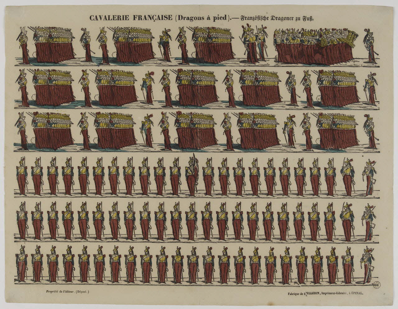 estampe CAVALERIE FRANCAISE (Dragons à pied). 1953.86.1919 Photo RMN-Grand Palais (Mucem)