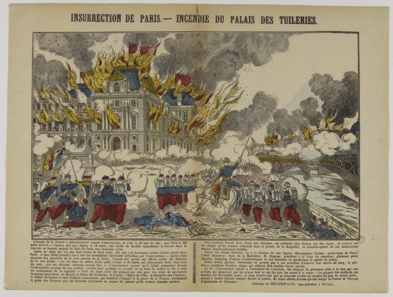 estampe INSURRECTION DE PARIS. - INCENDIE DU PALAIS DES TUILERIES. 1953.86.707 Photo RMN-Grand Palais (Mucem)