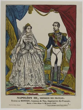 estampe NAPOLEON III, EMPEREUR DES FRANCAIS,  EUGENIE DE MONTIJO, Comtesse de TEBA, Impératrice des Français,  Mariés à Notre-Dame le 30 janvier 1853. 1953.86.722 Photo RMN-Grand Palais (Mucem)