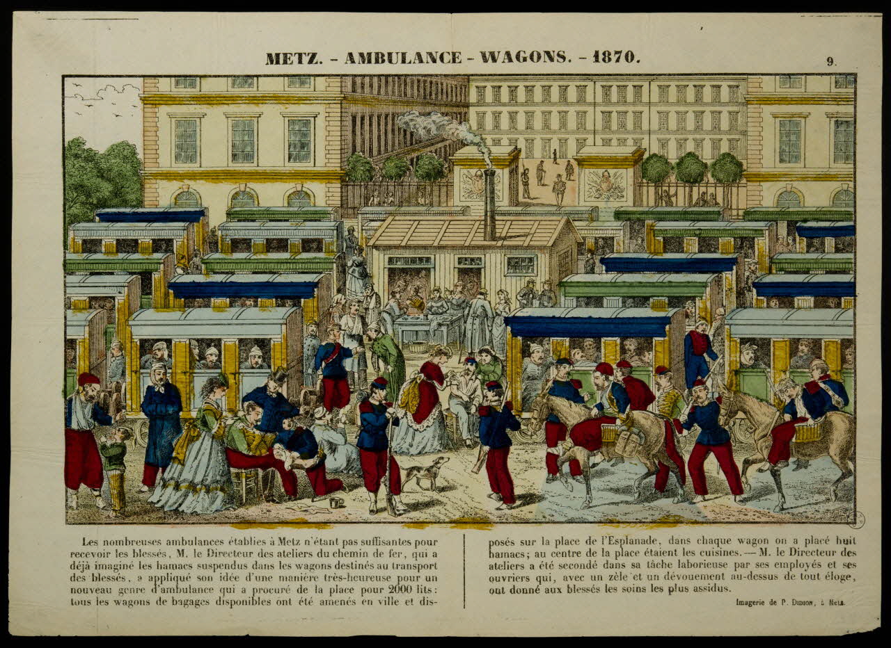 Paulin Didion estampe METZ. - AMBULANCE-WAGONS. 1870. Metz 1870-1879 1953.86.1119 Photo