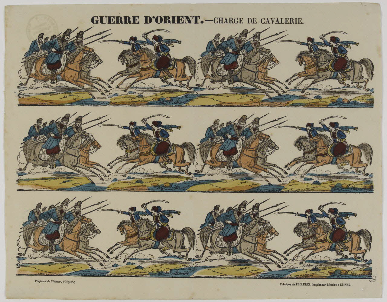 estampe GUERRE D'ORIENT. - CHARGE DE CAVALERIE. 1953.86.1007 Photo RMN-Grand Palais (Mucem)