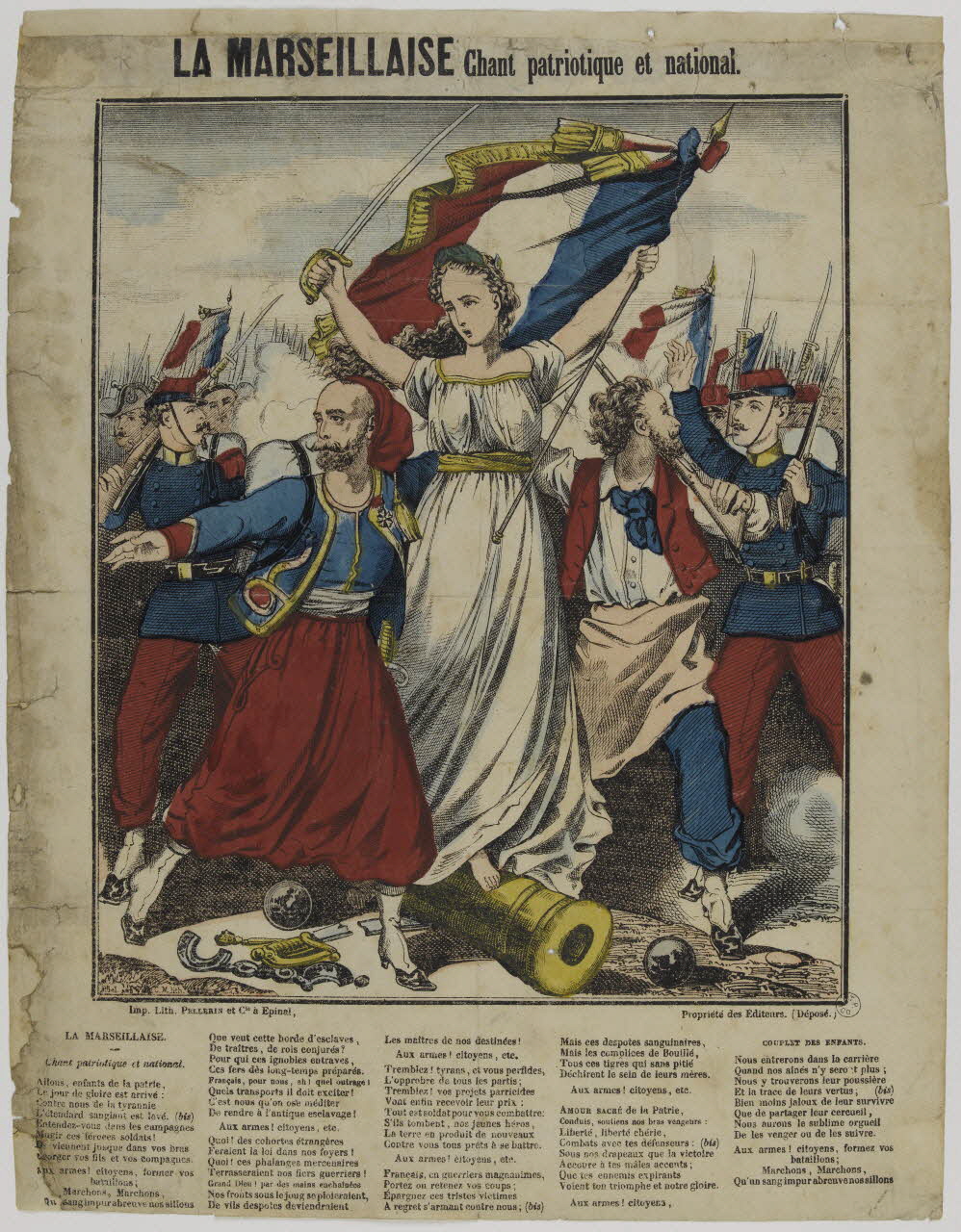 Pellerin estampe LA MARSEILLAISE Chant patriotique et national. Lorraine, France 1870 1953.86.1193 Photo RMN-Grand Palais (Mucem)