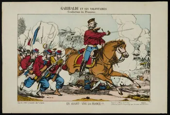 estampe GARIBALDI ET SES VOLONTAIRES  Combattant les Prussiens. 1953.86.1158  Photo