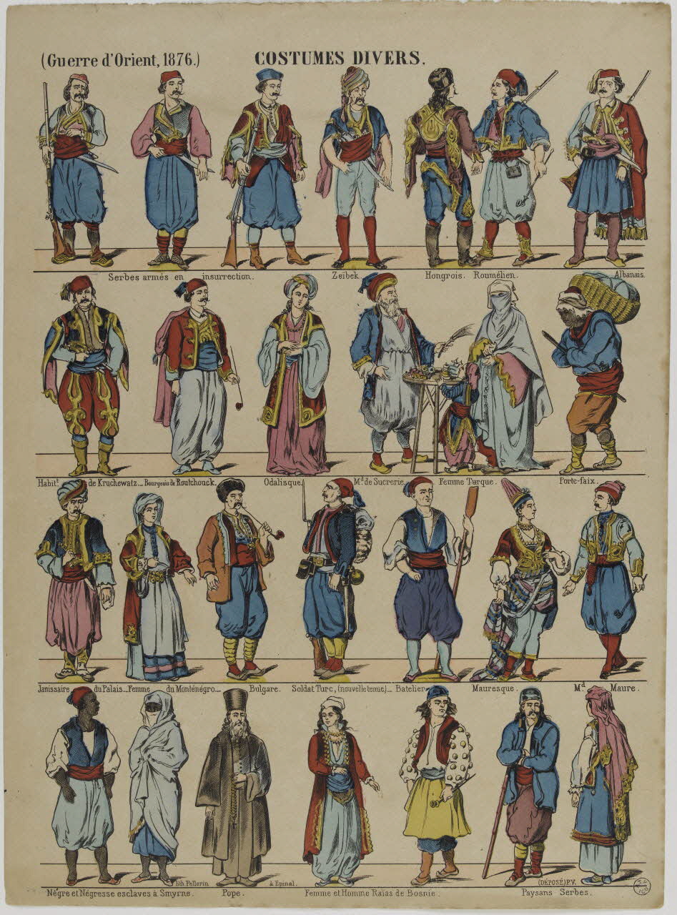 estampe (Guerre d'Orient, 1876.) COSTUMES DIVERS. 1953.86.888 Photo RMN-Grand Palais (Mucem)