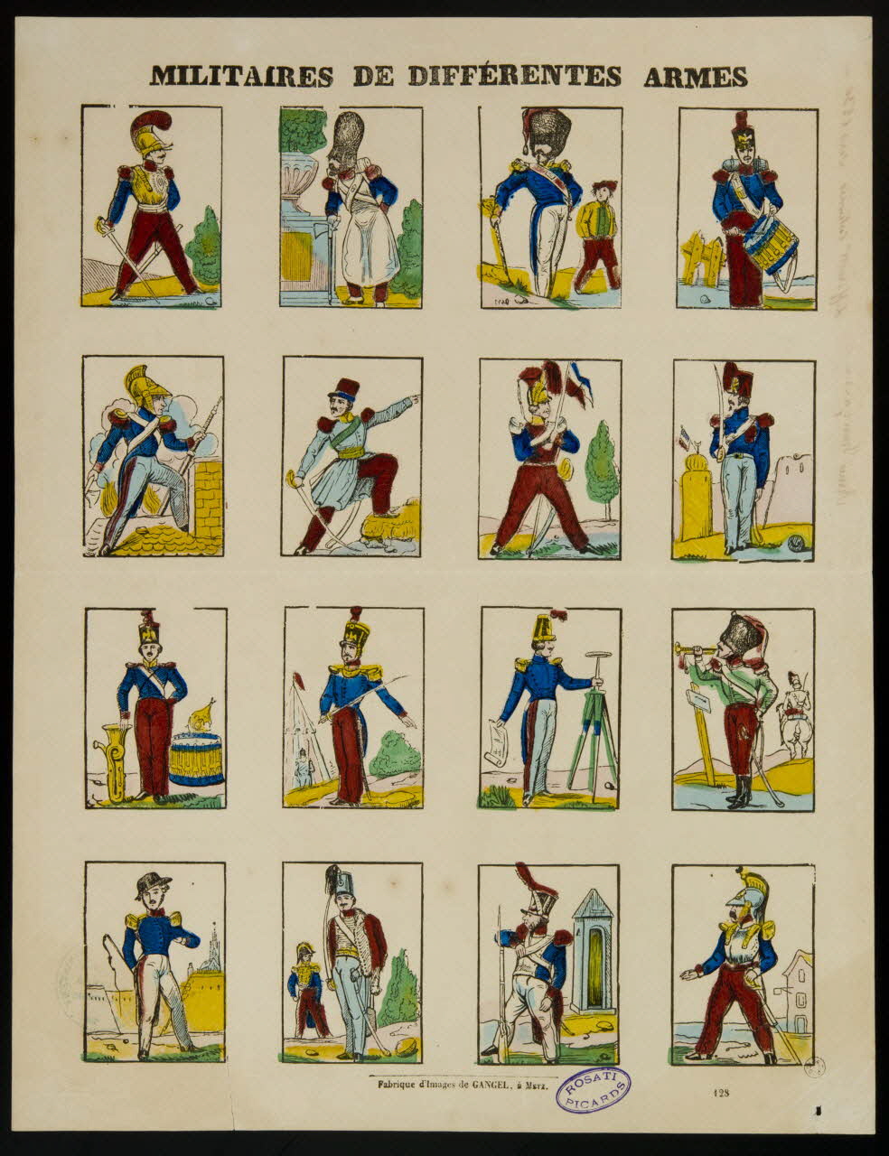 Charles Nicolas Gangel estampe MILITAIRES DE DIFFERENTES ARMES Metz 1852-1858 1953.86.1226 Photo