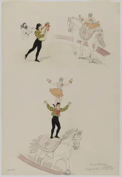 Marthe Vesque ; Juliette Vesque partie d'un ensemble de dessins Enrico Pissiutti  et Dolly  Cirque de Paris 1928 1968.102.100 Photo RMN-Grand Palais (Mucem)