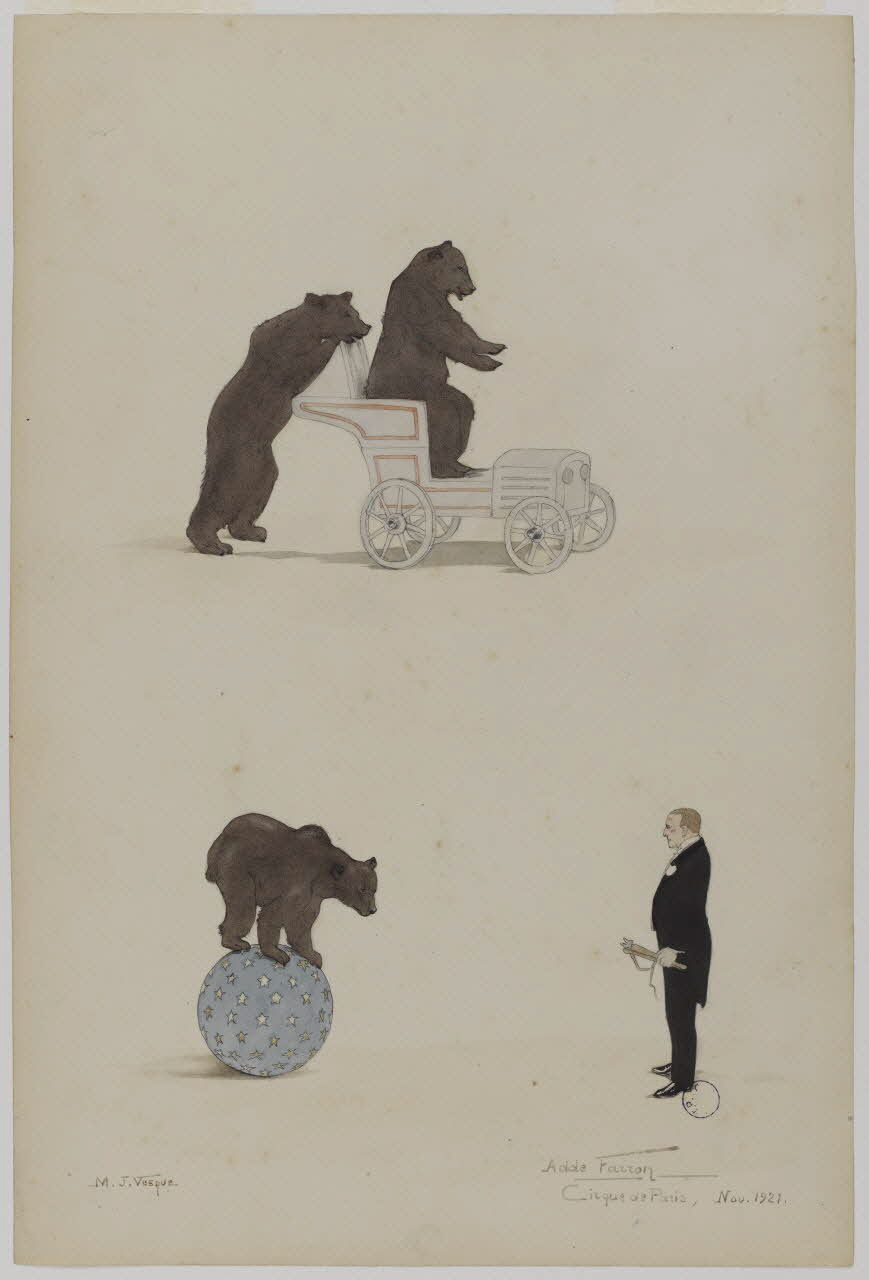 Marthe Vesque ; Juliette Vesque partie d'un ensemble de dessins Deux numéros de cirque : Adde Farron 1921 1968.102.115 Photo RMN-Grand Palais (Mucem)