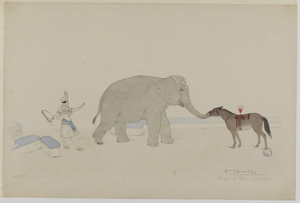 Marthe Vesque ; Juliette Vesque partie d'un ensemble de dessins Numéro de cirque : Mme Thèrese Renz 1922 1968.102.117 Photo RMN-Grand Palais (Mucem)