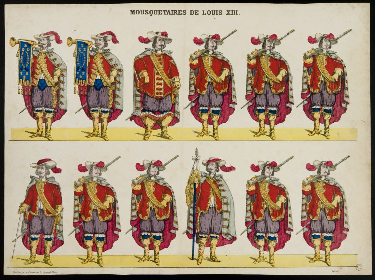 Charles Nicolas Gangel estampe MOUSQUETAIRES DE LOUIS XIII. Metz 1852-1858 1953.86.1244 Photo