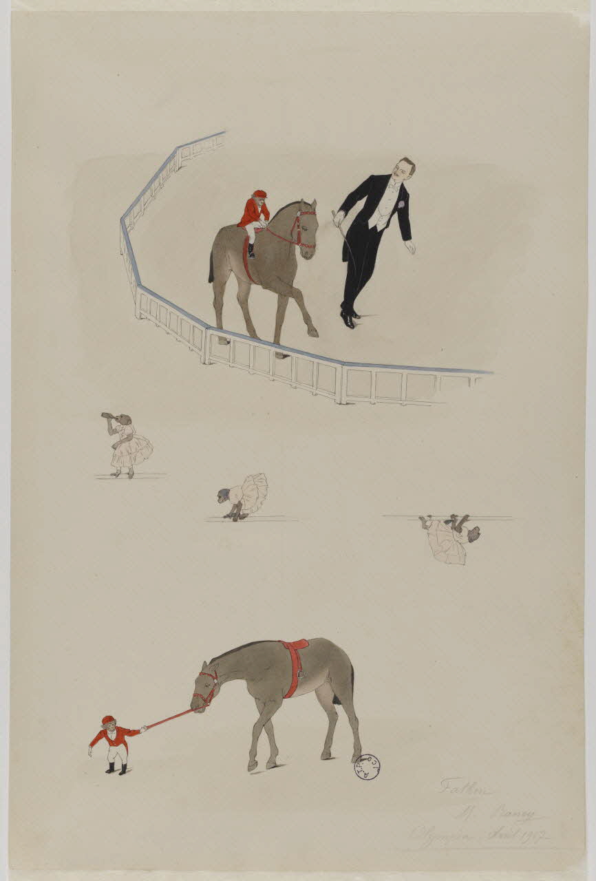 Marthe Vesque ; Juliette Vesque partie d'un ensemble de dessins Numéro de cirque : Fathou, M. Rancy 1917 1968.102.121 Photo RMN-Grand Palais (Mucem)