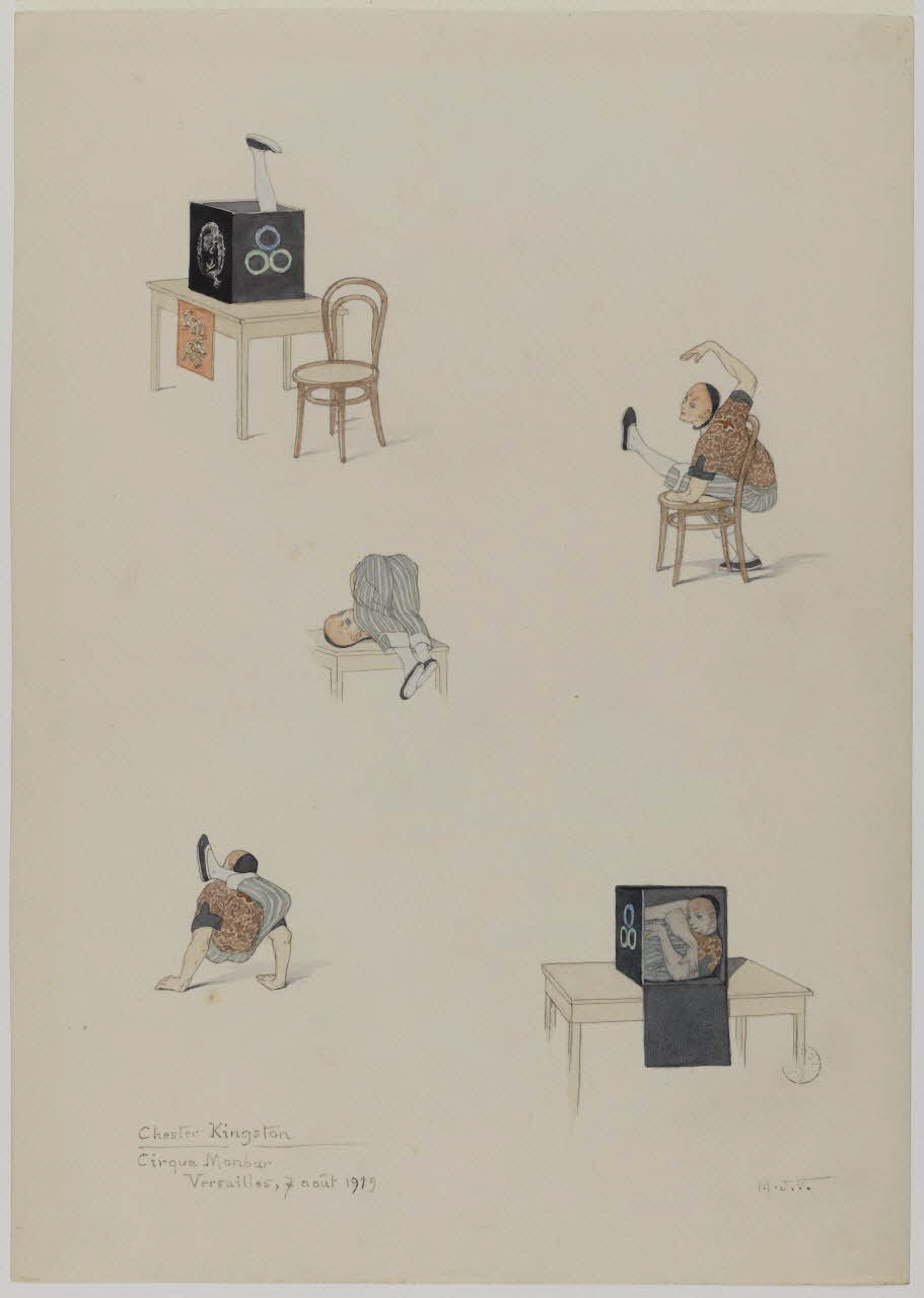 Marthe Vesque ; Juliette Vesque partie d'un ensemble de dessins Numéro de cirque : Chester Kingston Versailles 1919 1968.102.125 Photo RMN-Grand Palais (Mucem)