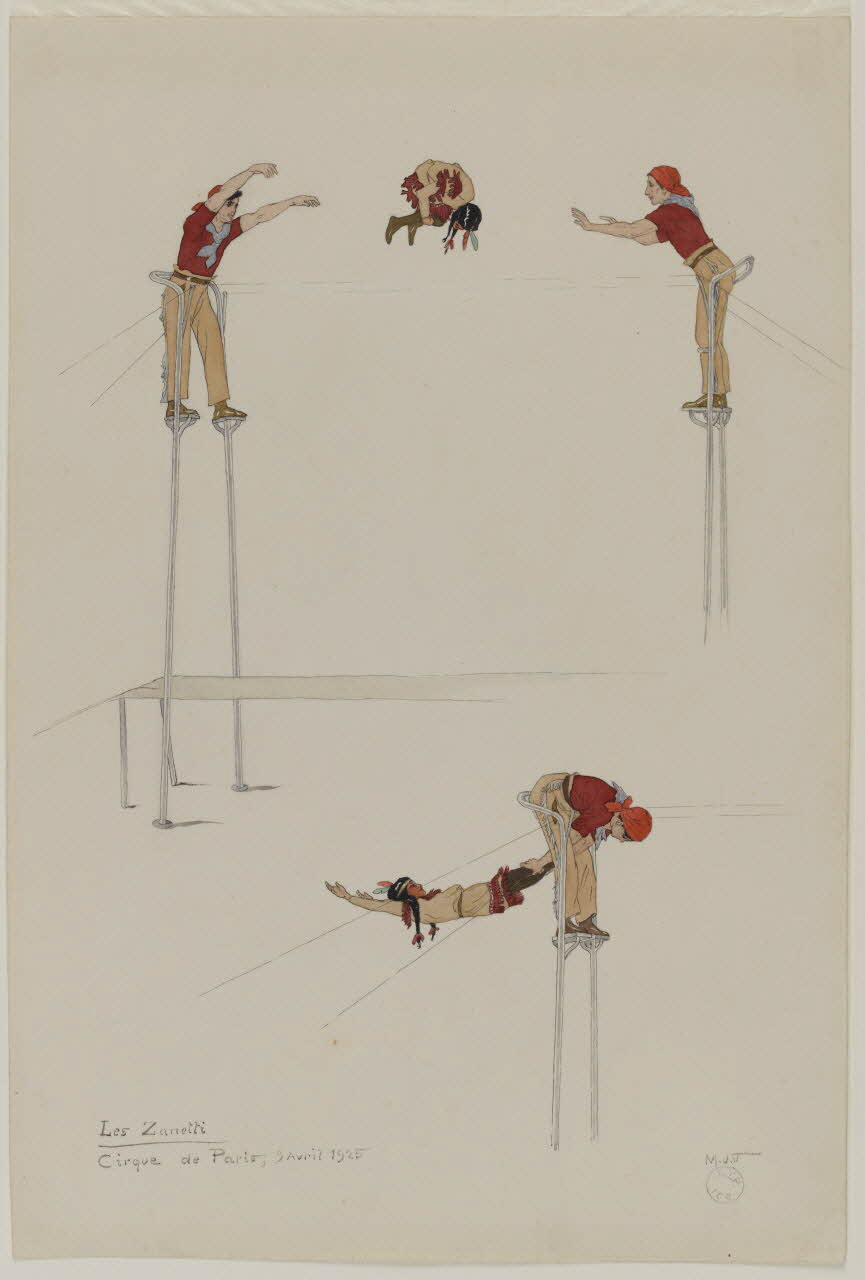 Marthe Vesque ; Juliette Vesque partie d'un ensemble de dessins Numéro de cirque : les Zanetti 1925 1968.102.134 Photo RMN-Grand Palais (Mucem)