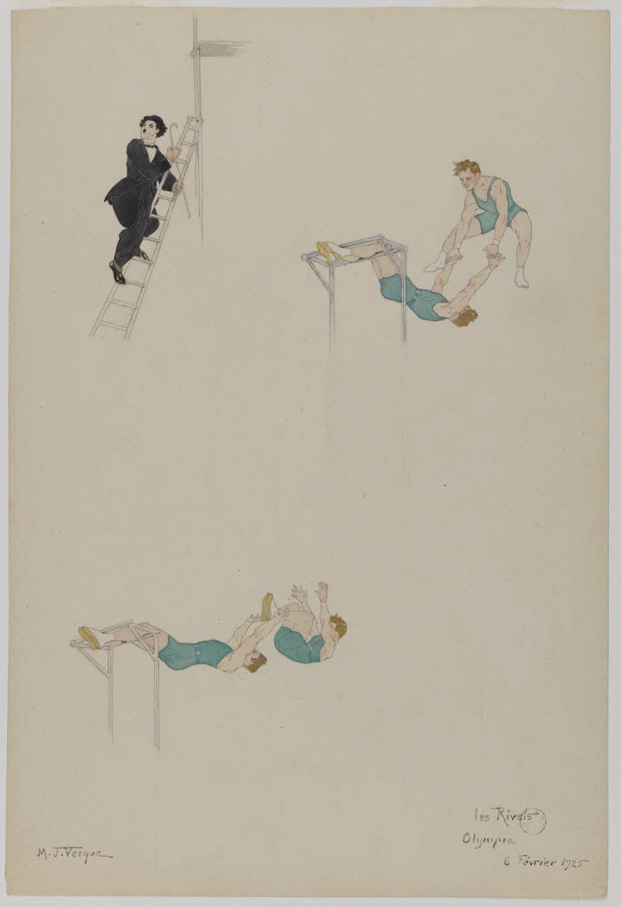 Marthe Vesque ; Juliette Vesque partie d'un ensemble de dessins Numéro de cirque : les Rivels 1925 1968.102.136 Photo RMN-Grand Palais (Mucem)