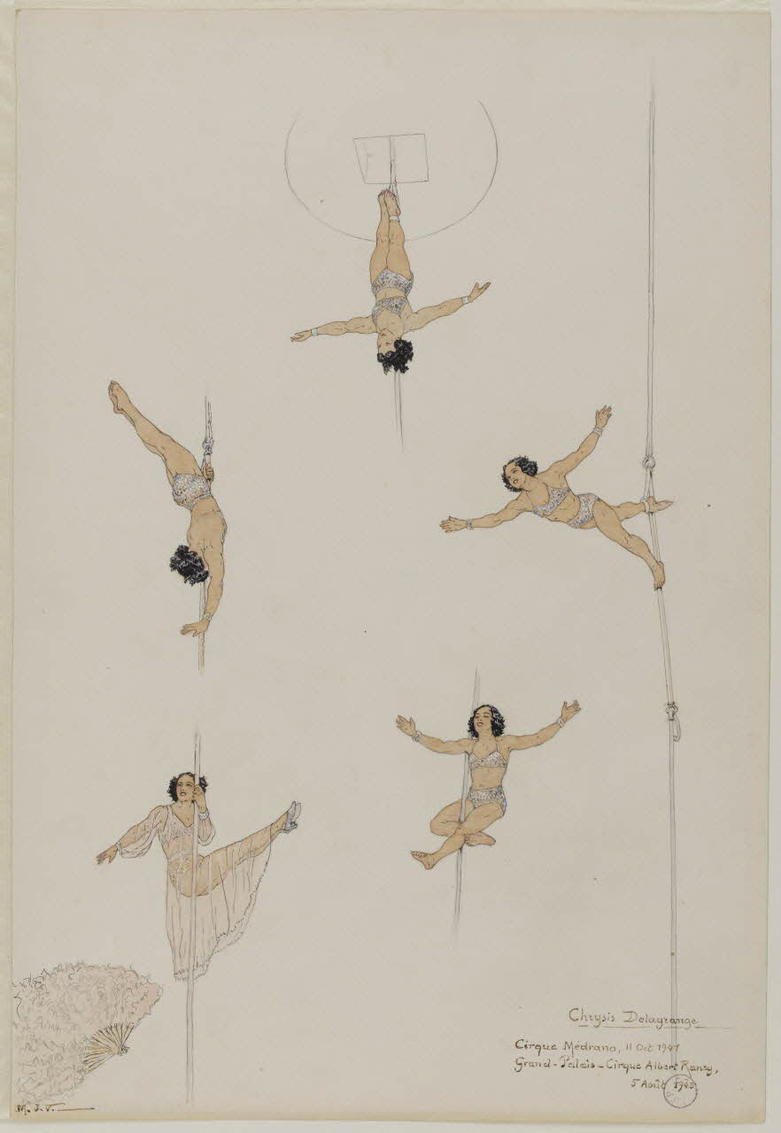 Marthe Vesque ; Juliette Vesque partie d'un ensemble de dessins Numéro de cirque : Chrysis Delagrange Paris 1943 1968.102.141 Photo RMN-Grand Palais (Mucem)