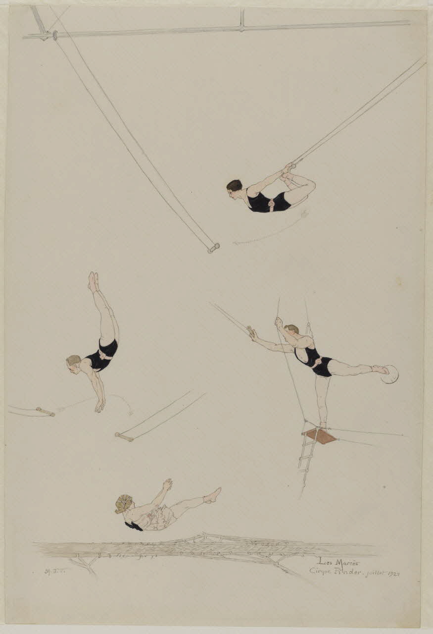 Marthe Vesque ; Juliette Vesque partie d'un ensemble de dessins Numéro de cirque : les Marces 1921 1968.102.150 Photo RMN-Grand Palais (Mucem)