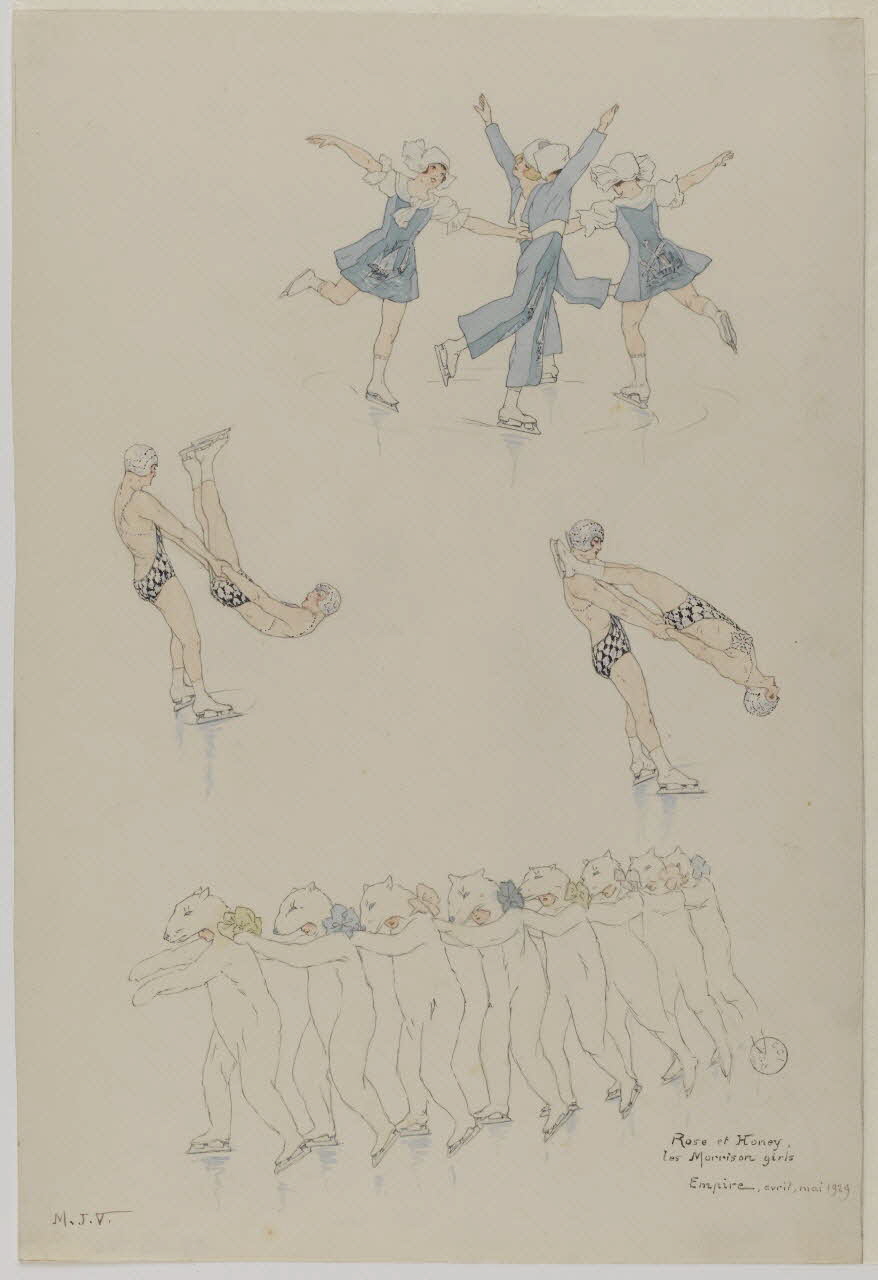 Marthe Vesque ; Juliette Vesque partie d'un ensemble de dessins Numéros de cirque : Rose et Honey, les Morisson Girls 1929 1968.102.156 Photo RMN-Grand Palais (Mucem)