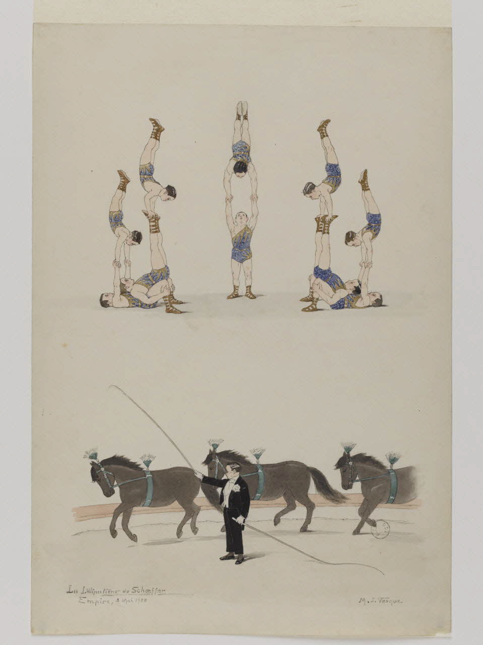 Marthe Vesque ; Juliette Vesque partie d'un ensemble de dessins Numéros de cirque : les Lilliputiens de Schoeffer 1928 1968.102.160 Photo RMN-Grand Palais (Mucem)