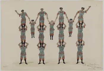 Marthe Vesque ; Juliette Vesque partie d'un ensemble de dessins Numéro de cirque : Troupe Sahara 1932 1968.102.165 Photo RMN-Grand Palais (Mucem)