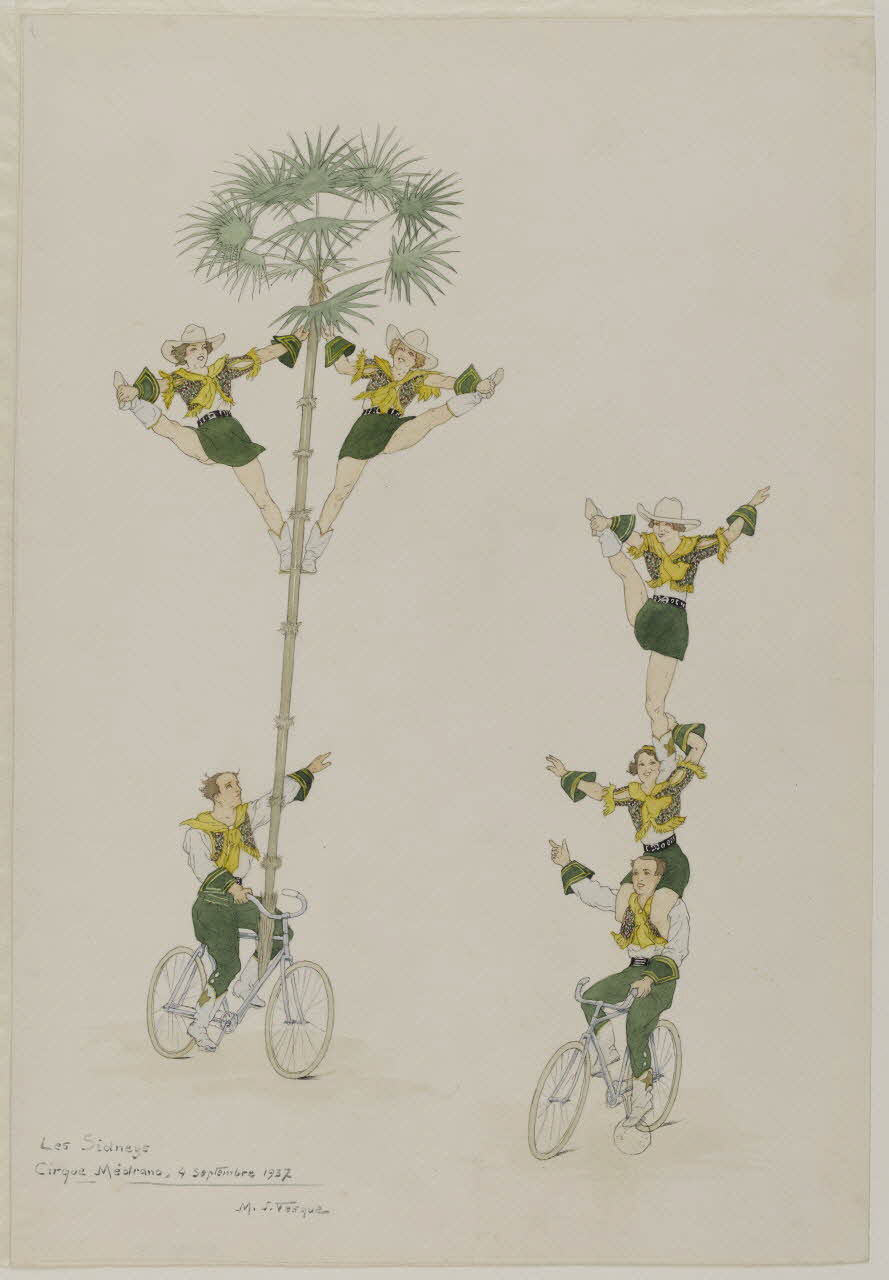 Marthe Vesque ; Juliette Vesque partie d'un ensemble de dessins Numéro de cirque : les Sydneys 1937 1968.102.170 Photo RMN-Grand Palais (Mucem)