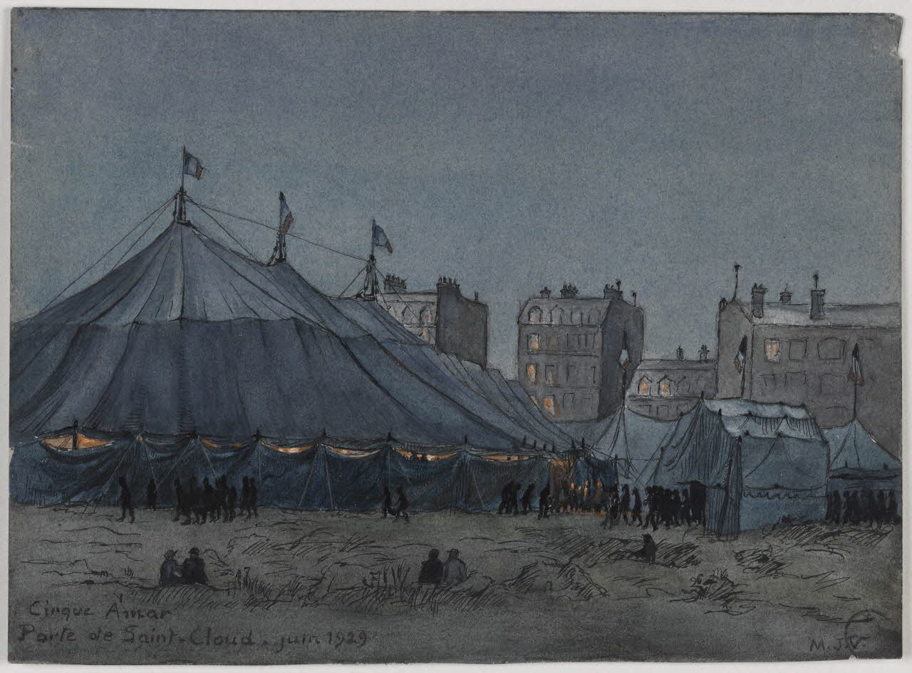 Marthe Vesque ; Juliette Vesque partie d'un ensemble de dessins Vue du cirque Amar pendant la représentation 1929 1968.102.20 Photo RMN-Grand Palais (Mucem)