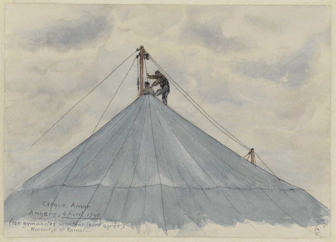 Marthe Vesque ; Juliette Vesque partie d'un ensemble de dessins Montage des agrès à un mat 1940 1968.102.22 Photo RMN-Grand Palais (Mucem)