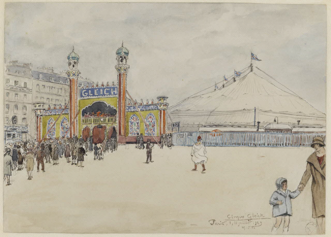 Marthe Vesque ; Juliette Vesque partie d'un ensemble de dessins Vue du cirque Gleich à Paris 1929 1968.102.32 Photo RMN-Grand Palais (Mucem)