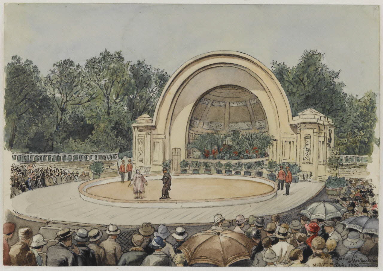 Marthe Vesque ; Juliette Vesque partie d'un ensemble de dessins Vue du cirque ouvert du Jardin d'Acclimatation à Paris 1930 1968.102.42 Photo RMN-Grand Palais (Mucem)