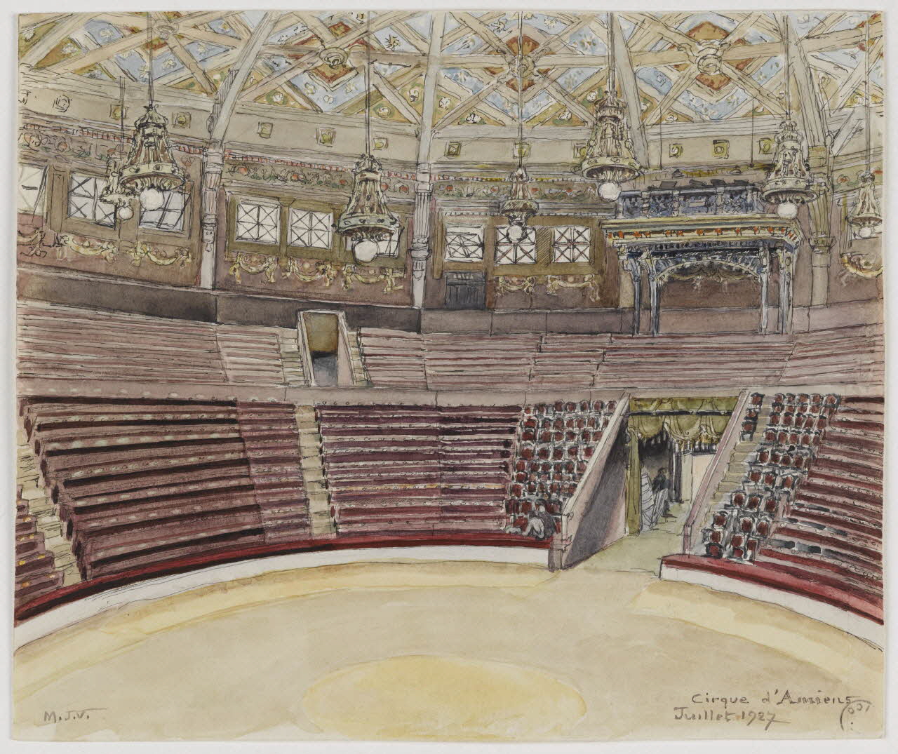 Marthe Vesque ; Juliette Vesque partie d'un ensemble de dessins Vue intérieure du cirque d'Amiens 1927 1968.102.44 Photo RMN-Grand Palais (Mucem)