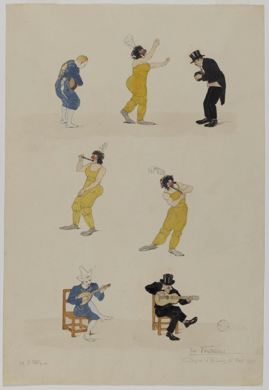 Marthe Vesque ; Juliette Vesque partie d'un ensemble de dessins Numéro de cirque : les Fratellini 1924 1968.102.55 Photo RMN-Grand Palais (Mucem)