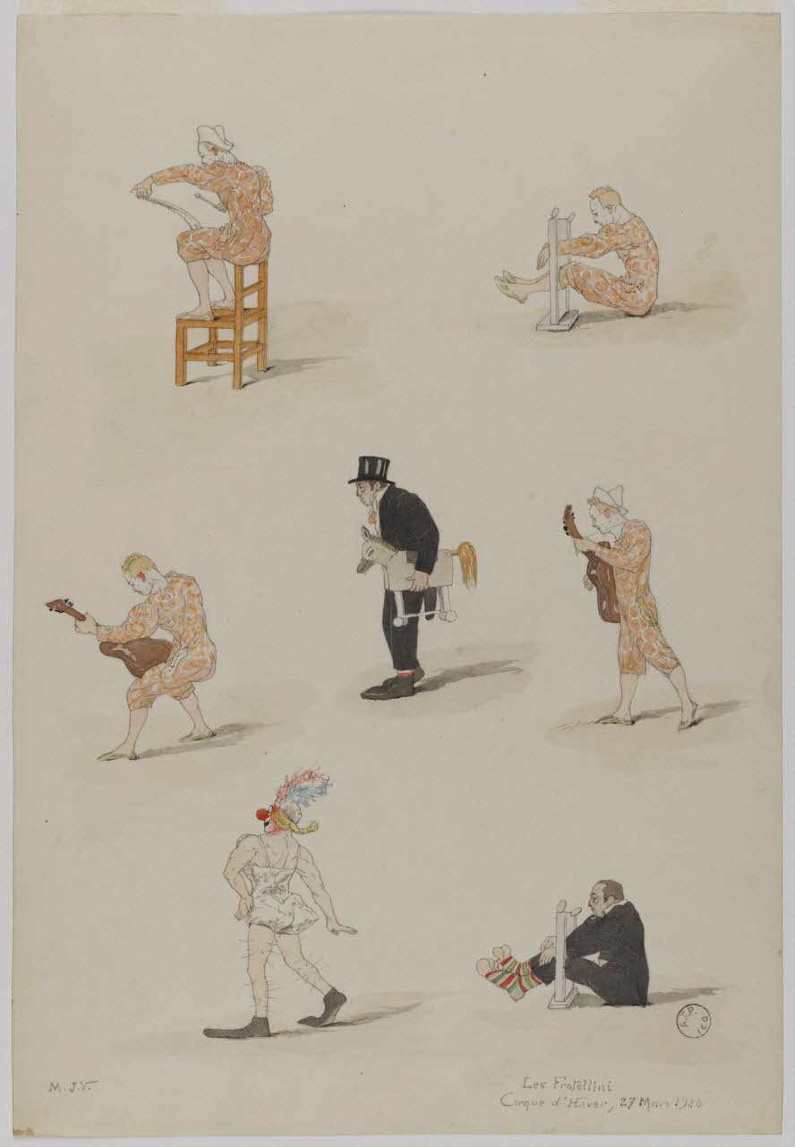 Marthe Vesque ; Juliette Vesque partie d'un ensemble de dessins Numéro de cirque : les Fratellini 1926 1968.102.57 Photo RMN-Grand Palais (Mucem)