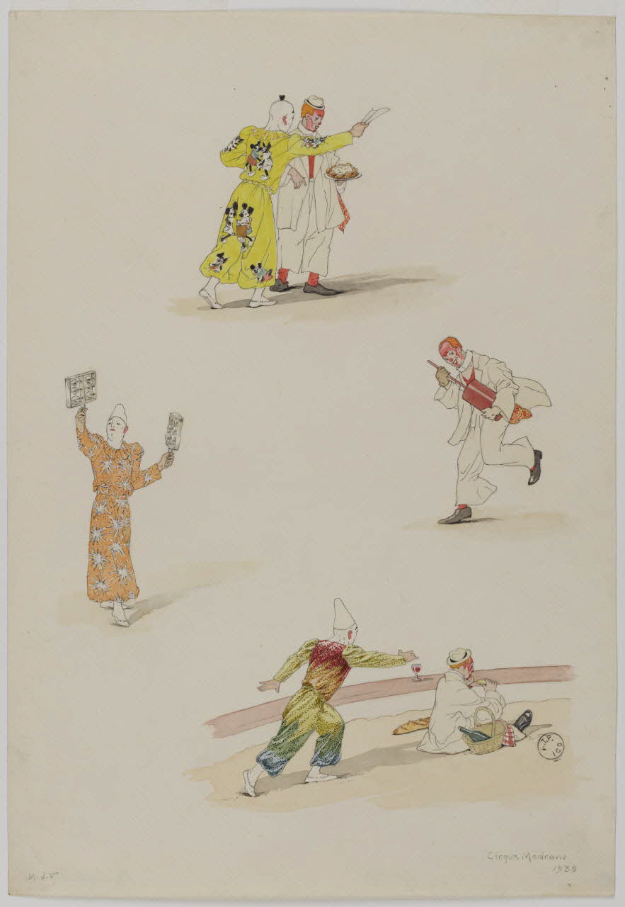 Marthe Vesque ; Juliette Vesque partie d'un ensemble de dessins Quatre numéros de cirque : clown 1938 1968.102.59 Photo RMN-Grand Palais (Mucem)