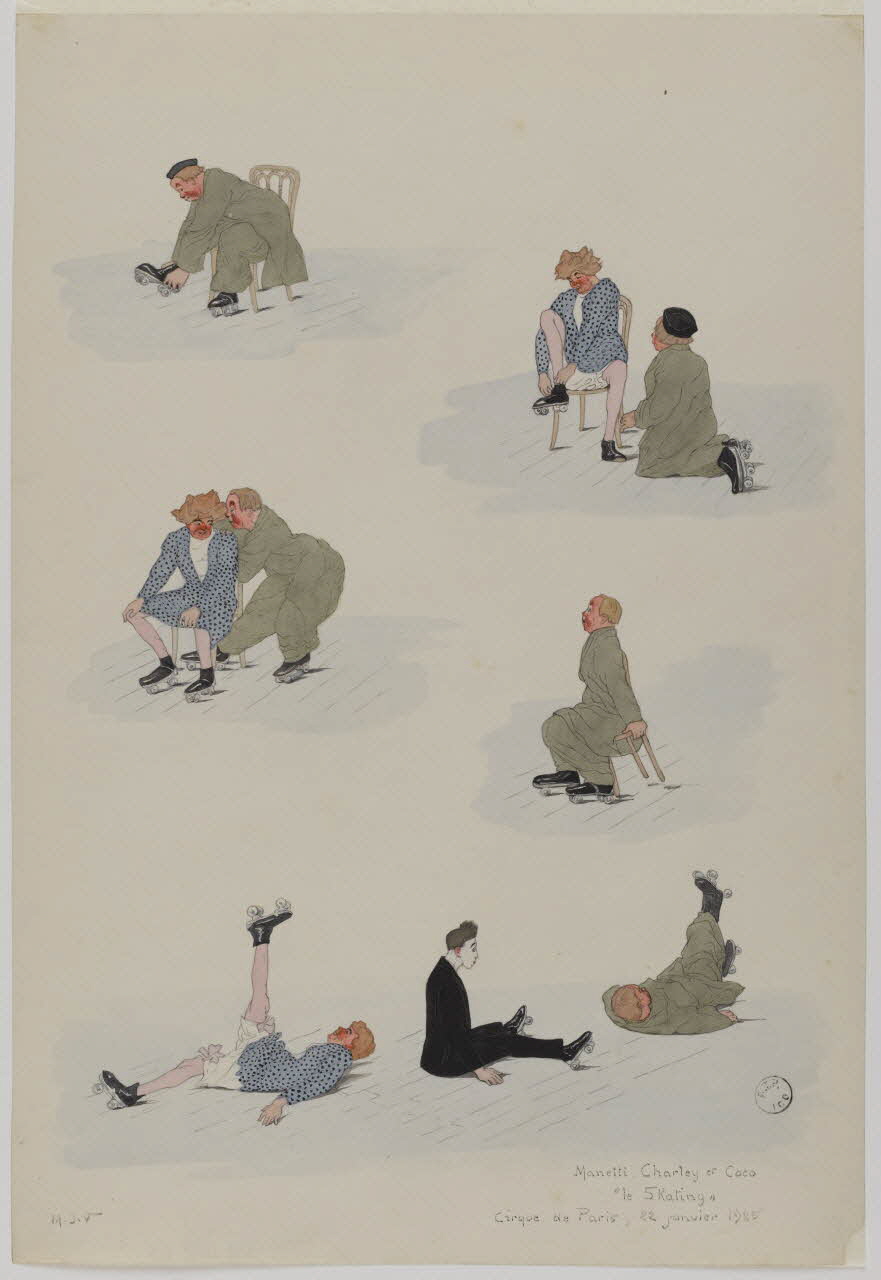 Marthe Vesque ; Juliette Vesque partie d'un ensemble de dessins Numéro de cirque : Manetti, Charley et Coco 1925 1968.102.69 Photo RMN-Grand Palais (Mucem)