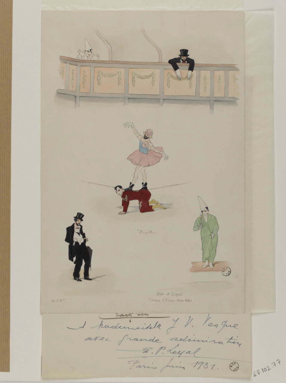 Marthe Vesque ; Juliette Vesque partie d'un ensemble de dessins Quatre numéros de cirque : Iles et Loyal 1924 1968.102.77 Photo RMN-Grand Palais (Mucem)