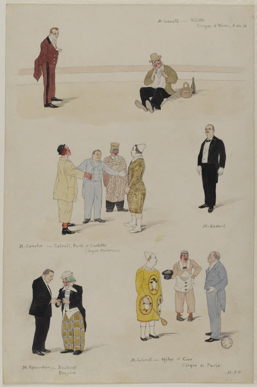 Marthe Vesque ; Juliette Vesque partie d'un ensemble de dessins Quelques numéros de cirque : Conche, Cairoli, Porto, Carletto, Récordier, Boulicot, Lionel, Milos, Coco 1928 1968.102.79 Photo RMN-Grand Palais (Mucem)