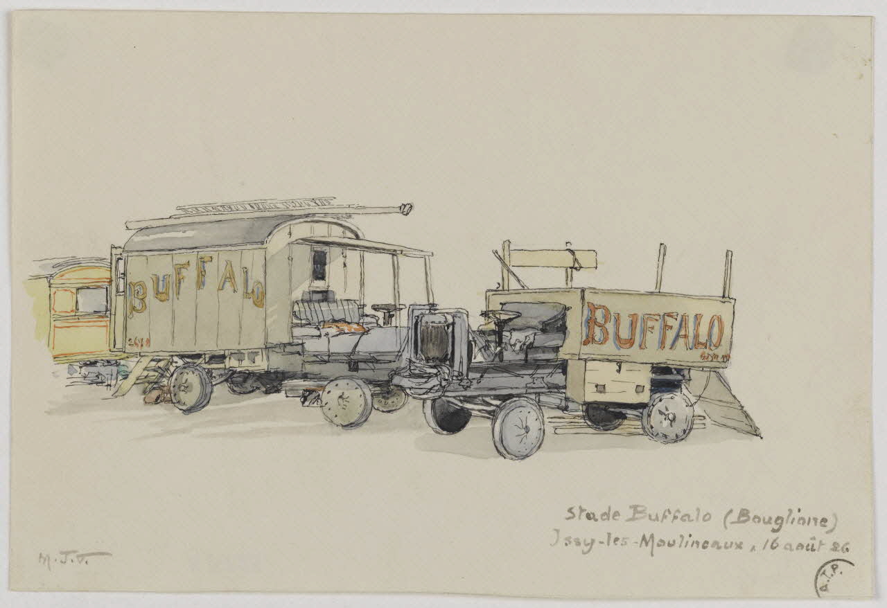 Marthe Vesque ; Juliette Vesque partie d'un ensemble de dessins Stade Buffalo (Bouglione) 1926 1968.102.7 Photo RMN-Grand Palais (Mucem)