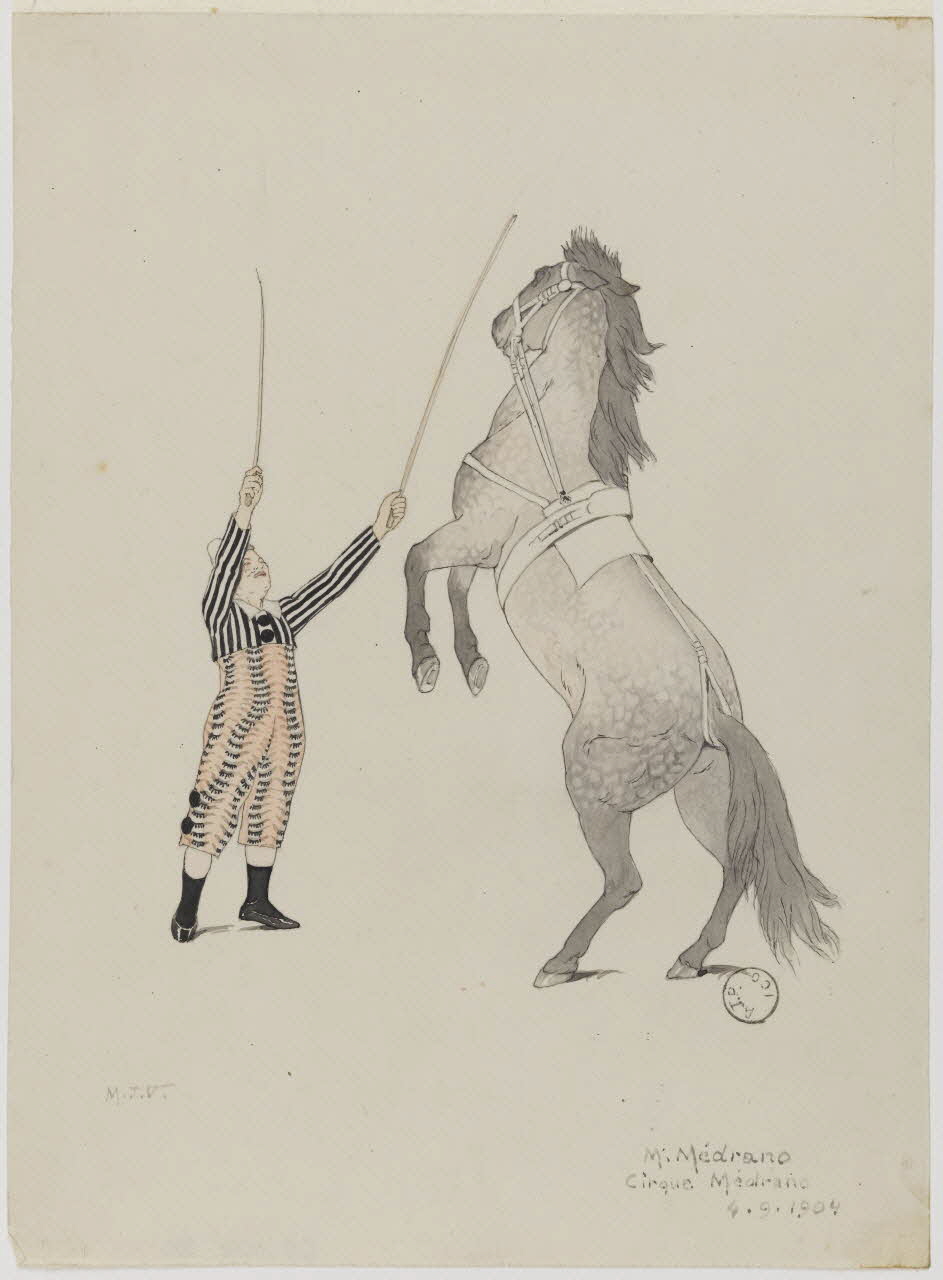 Marthe Vesque ; Juliette Vesque partie d'un ensemble de dessins M. Médrano  Cirque Médrano 1904 1968.102.80  Photo RMN-Grand Palais (Mucem)