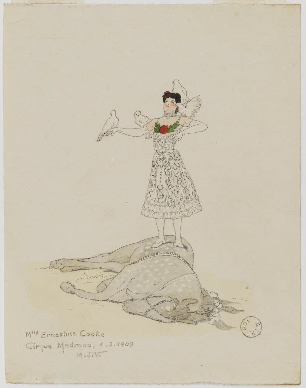 Marthe Vesque ; Juliette Vesque partie d'un ensemble de dessins Numéro de cirque : Ernestine Cooke 1903 1968.102.85  Photo RMN-Grand Palais (Mucem)
