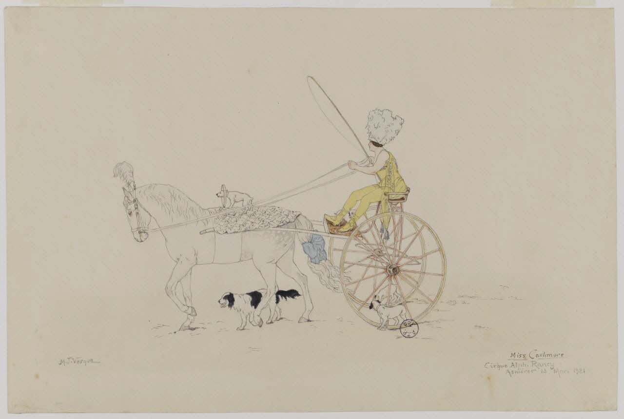 Marthe Vesque ; Juliette Vesque partie d'un ensemble de dessins Un numéro de cirque : Miss Cashmore 1921 1968.102.89 Photo RMN-Grand Palais (Mucem)