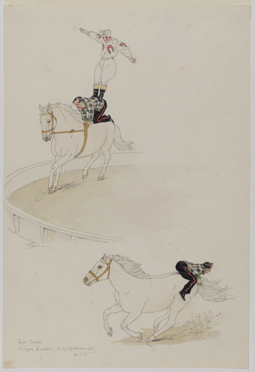 Marthe Vesque ; Juliette Vesque partie d'un ensemble de dessins Les Cooke  Cirque Bostock 1913 1968.102.91 Photo RMN-Grand Palais (Mucem)