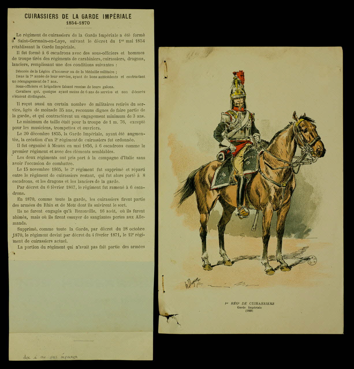 estampe 1er REGt de CUIRASSIERS  Garde Impériale  (1860) 1953.86.1441 Photo
