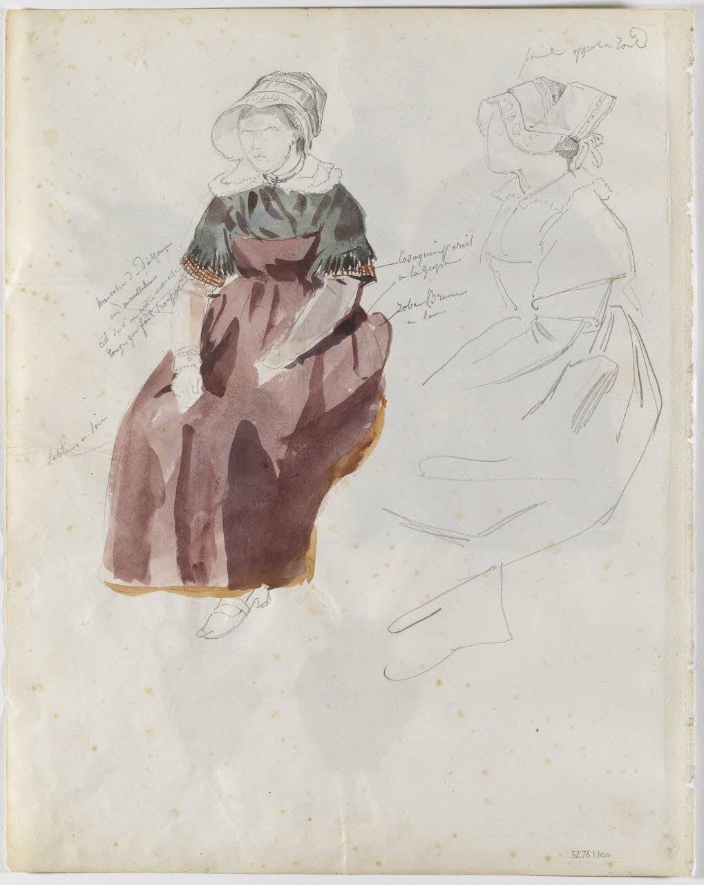 Lalaisse François Hippolyte carnet de dessins Jugonaise Bretagne, France 1844 1952.76.1.100 Photo RMN-Grand Palais (Mucem)