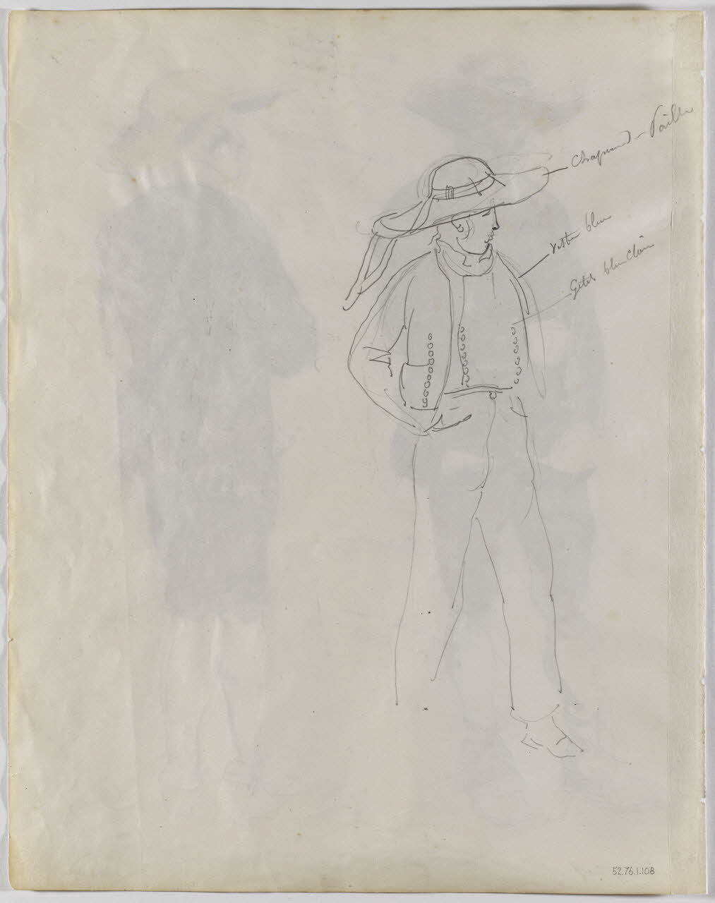 Lalaisse François Hippolyte carnet de dessins Paysan de Plaintel Bretagne, France 1844 1952.76.1.108 Photo RMN-Grand Palais (Mucem)