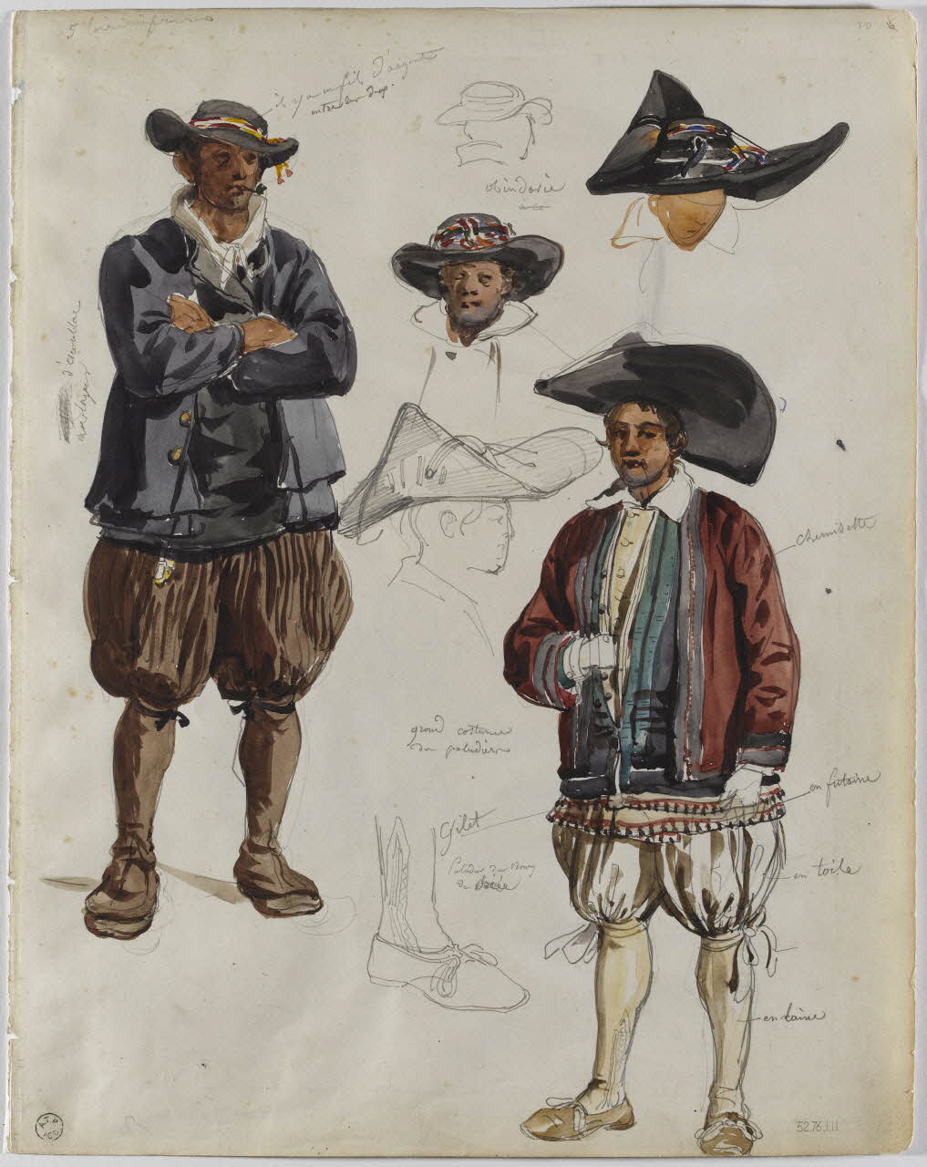 Lalaisse François Hippolyte carnet de dessins Grand costume  du paludier Pays-de-Loire, France 1843 1952.76.1.11 Photo RMN-Grand Palais (Mucem)