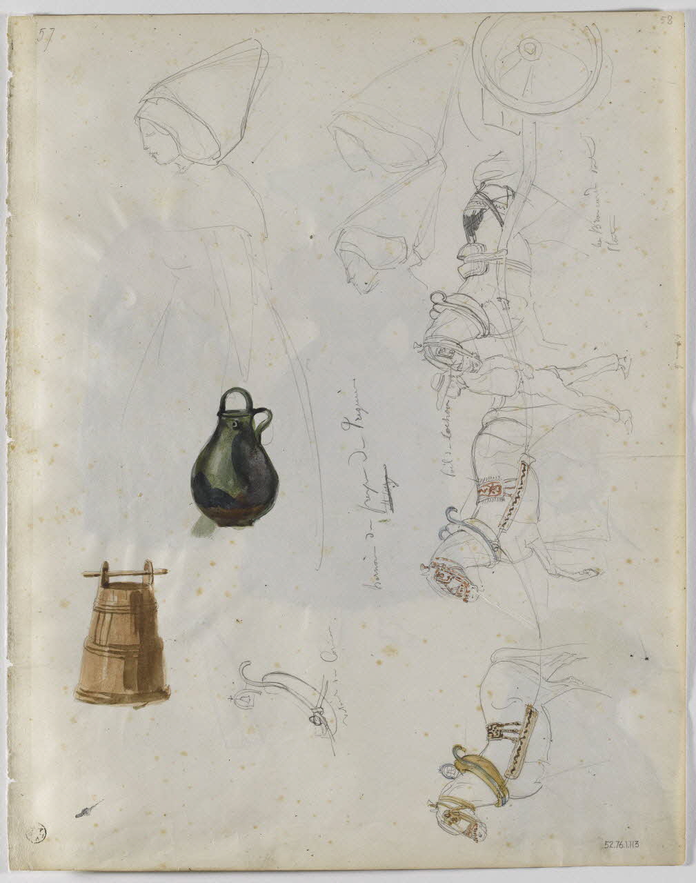 Lalaisse François Hippolyte carnet de dessins Harnais du pays de Tréguier Bretagne, France 1844 1952.76.1.113 Photo RMN-Grand Palais (Mucem)