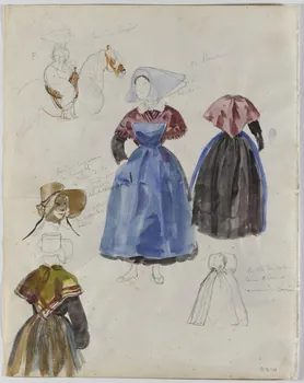 Lalaisse François Hippolyte carnet de dessins femme de Tréguier  femme des campagnes de Paimpol Bretagne, France 1844 1952.76.1.114 Photo RMN-Grand Palais (Mucem)